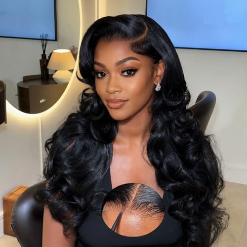 Junemet 26 Zoll 200% Dichte 6x6 HD Lace Closure Glueless Wig Human Hair Loose Body Wave Echthaar Perücke Pre Side C Part Perücke Damen Echthaar 100% Brasilianisch Glueless Lace Front Human Hair Wig
