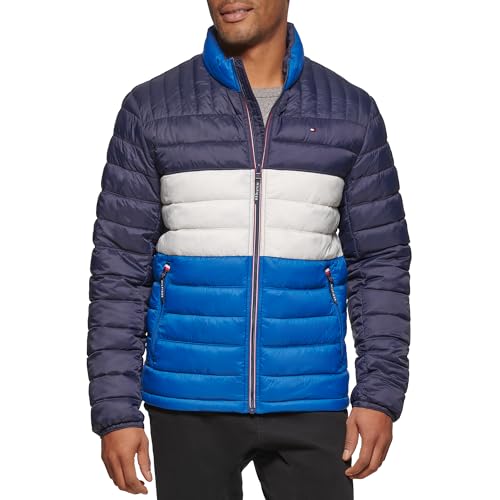 Tommy Hilfiger Herren Ultra Loft Pufferjacke, leicht, verstaubar (Standard groß) Daunenalternativer Mantel, Königsblauer Block, XXX-Large