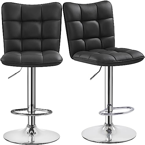 Yaheetech 2er Set Barhocker 360° Drehbar Barstühle mit Rückenlehne Schwarz