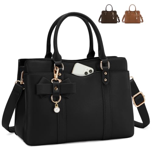 RAINSMORE Handtasche Damen Mittelgroß PU Leder Umhängetasche Damen Schwarz