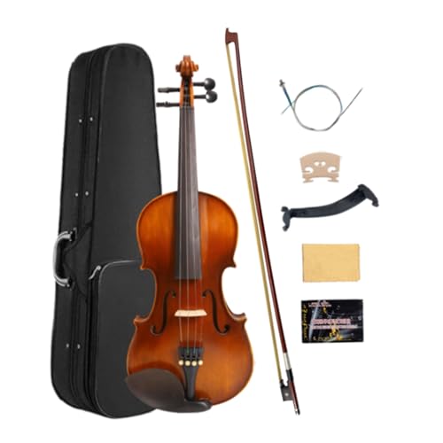 WUQIMUSC Violine 4/4 in voller Größe für Anfänger, Erwachsene, Fichtendecke, Ahornrückseite, Starter-Set mit Koffer, Bogen, Kolophonium, Stimmgerät, Schulterstütze und