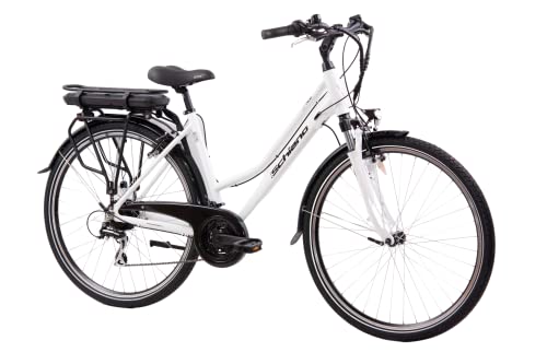 F.lli Schiano E-Ride, E Bike Trekking 28 Zoll, 36V 10.4Ah Abnehmbarer Akku, Motor 250W 40Nm, Trekking EBike für Herren/Damen, Weiss