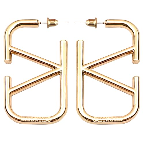 Oykrueats Goldene Ohrringe Damen, Geometrisch, Hypoallergen, V-Form, Hänger, Gelbgold 316L, 2 Stück