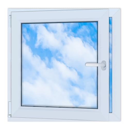 LORAC | Kunststofffenster weiß 800x800mm, 80x80cm, PCV, DIN Links, kippbar & ausstellbar, 2-fach Verglasung, energiesparend – Fenster mit CE-Zertifikat für Keller und Wohnung