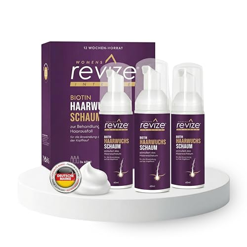 REVIZE Women’s Haarschaum zur Stimulation des Haarwachstums 3 x 60 ml - gegen Haarausdünnung & für spürbar volleres Haar - angereichert mit Biotin & Aloe Vera - 3-Monatsvorrat für Frauen