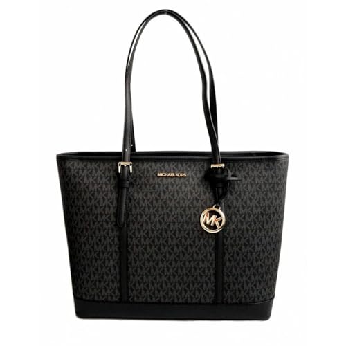 Michael Kors Jet Set Travel Large TZ Tote – Handtasche Damen – Schwarz/Gold – Large Zip Tote – PVC & Leder – Schultertasche