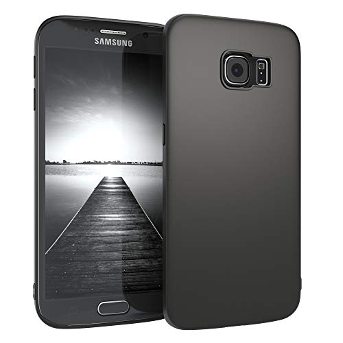 EAZY CASE Handyhülle Silikon mit Kameraschutz kompatibel mit Samsung Galaxy S6 Edge in schwarz matt, Ultra dünn, Slimcover, Silikonhülle, Hülle, Softcase, Backcover