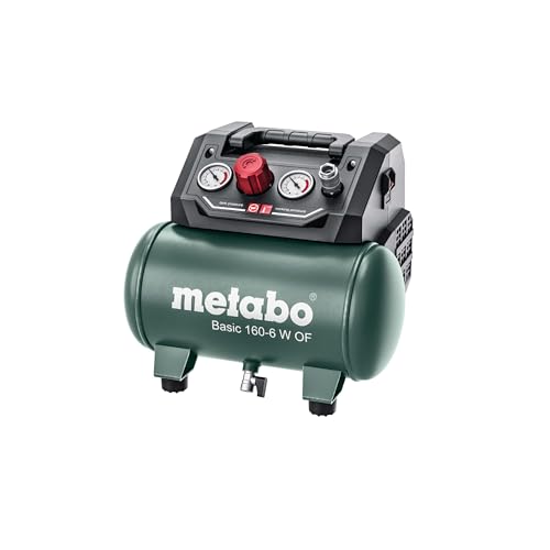 Metabo Kompressor Basic 160-6 W OF – 601501000 – Kompressor mit leistungsstarkem Motor und 6 l Kesselgröße – 1,5 m Kabellänge