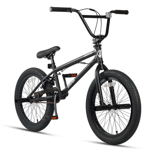 AVASTA Hesper 20 Zoll Kinderfahrrad Freestyle BMX mit 4 Pegs Fahrräder für 6 7 8 9 10 11 12 13 14 Jahre alte Jungen und Anfänger, Schwarz