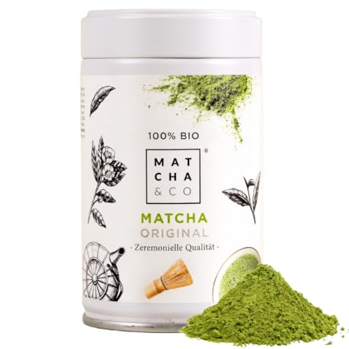 Original Matcha Tee. Matcha in Zeremonienqualität aus Uji, Japan. 80 g Bio-Grünteepulver.