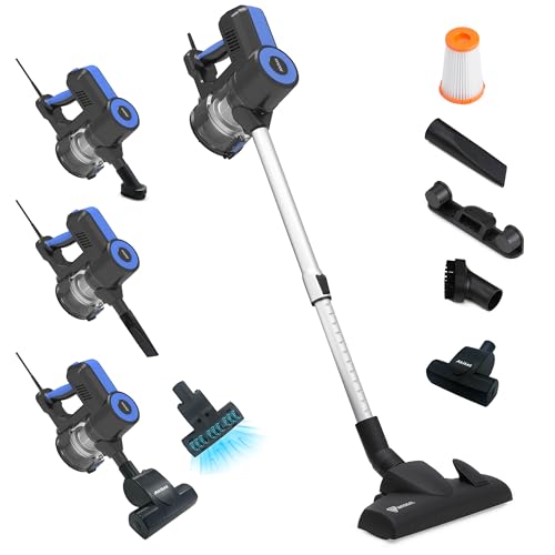 Akitas S12 Turbo Kabel-Staubsauger, 2-in-1 beutellos mit Wessel-Werk Kopfdüse (geringes Gewicht) + Turbo-Rollen-Pet-Bürste für Tierhaare