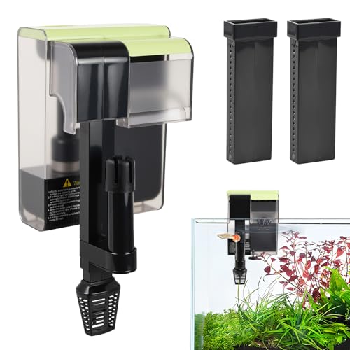 Mapille Außenfilter 450L/H, Aquarium Filter mit UV, 4-in-1 Hang on Filter, Wasserfallfilter Einstellbarer mit Sauerstoffzirkulation für 10-100L Fischtank