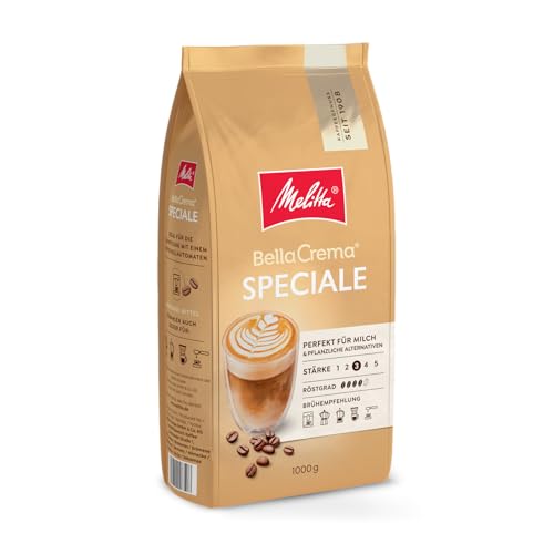 Melitta BellaCrema Speciale Ganze Kaffee-Bohnen 1kg, ungemahlen, Kaffeebohnen für Kaffee-Vollautomat, mittlere Röstung, geröstet in Deutschland, Stärke 2