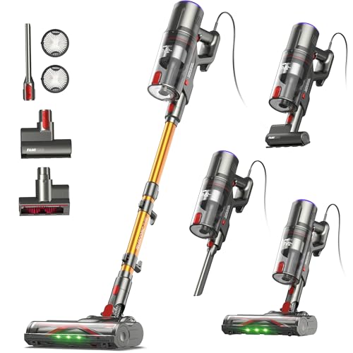 FAMIVAC FV2 Staubsauger mit Kabel, 65Kpa/600W Staubsauger Beutellos mit Matratzenbürste, 1,3KG Leichtgewicht, 7M Kabel,1,5L, Selbststehend, Anti-Tangle-Bürste für Teppich/Boden/Tierhaare