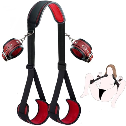 Sex Spielzeug für Die Paare Extrem Hart BDSM Bondage - Offenes Bein Fesseln Handschellen für Sexspiele, Sex Toys Bondageset Fessel Set Anfänger (Dunkelrot)