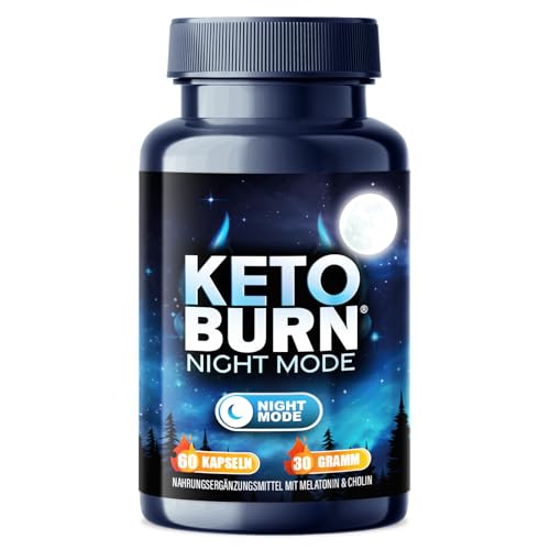 KETO BURN® Night Mode Kapseln mit 0,5 mg Melatonin & Cholin - Abnehmen & Stoffwechsel Rezeptur extrem - schnell & endlich - verbesserte Formel für die Nacht - mit Glucomannan, für Frauen + Männer