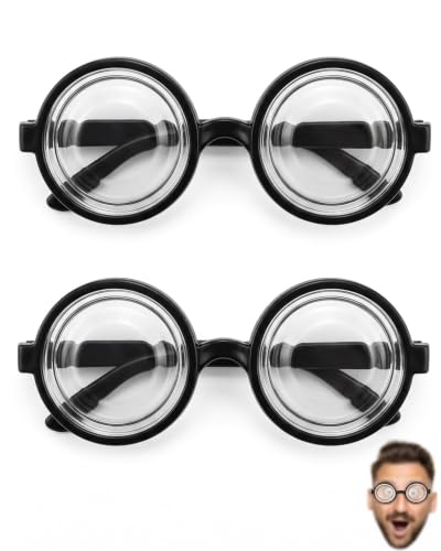 BTACGWP Nerd Brille 2er Pack Ohne Stärke - Lustige Hornbrille als Kostüm Zubehör für Halloween Party & Streber Verkleidung mit klarer Sicht