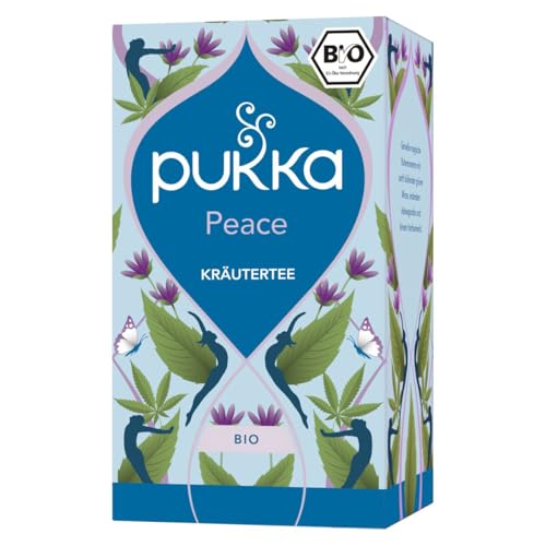 Pukka Bio-Kräutertee Peace, Tee-Aufgussbeutel: Chillende Wohlfühlpause mit Hanf, Grüne Minze & Ashwagandha 1x 30g