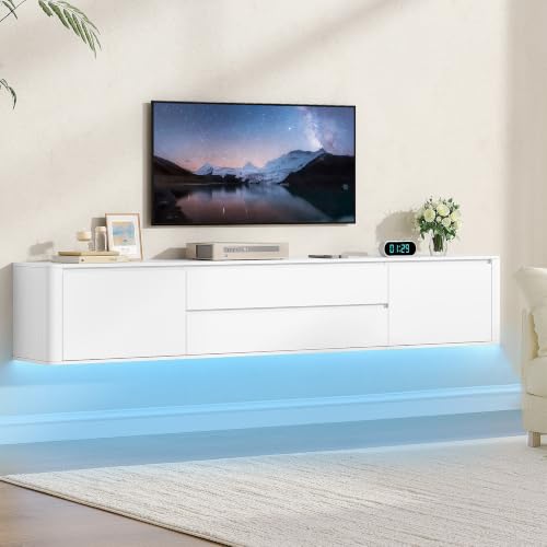 Hzuaneri Schwebender TV Schrank, 180 cm Lowboard mit LED-Beleuchtung