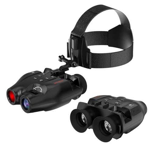 Nachtsichtgerät mit Kopfhalterung, 984FT Nachtsichtbrille infrarot Digitalbrille, 5X Digitalzoom, Handsfreie Nachtsichtbrille mit 32GB TF-Karte, Foto & Videoaufnahme, Kopfhalterung