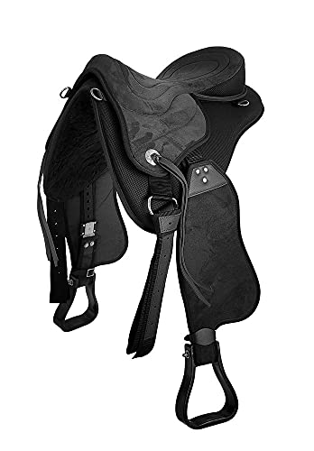 A&M Reitsport Baumloser Wanderreit Sattel Liberty Schwarz + Fender + Steigbügel NEU, Größe:16 Zoll