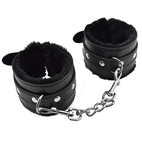 Bequem Fesseln Plüsch + Pu Armband Wrist Handschellen Bondage Gürtel Manschette Spielzeug (Black)