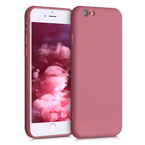 kwmobile Hülle kompatibel mit Apple iPhone 6 / 6S Hülle - gummierte TPU Silikon Handyhülle - Schutzhülle für kabelloses Laden - Case in Dark Rose