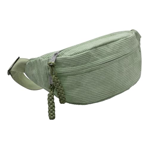 Bauchtasche Cord Damen Umhängetasche Cords mit Schultergurt Einstellbar Modische Cord-Hüfttasche Freizeit Sport Hüfttaschen Grün Crossbody Bag für Damen, Herren
