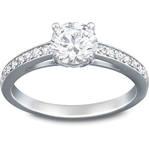 Swarovski Attract Round Ring, Rhodinierter Damenring mit Funkelnden Swarovski Kristallen