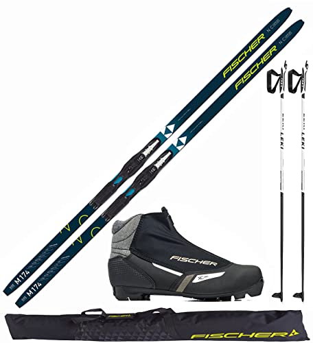 Fischer Langlaufski-Set Comfort Cruiser + Bindung + Schuhe Womens + Stöcke + Skisack (XL ( 189cm Länge - ab 95kg Körpergewicht))