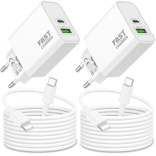30W 2-Port Schnellladegerät Ladekabel für iPhone 14 13 12 11 Pro Max Plus Mini, iPhone XS XR X SE 8 7 6, iPad, AirPods, Schnellladekabel Ladegerät Charger USB-C USB-A Netzteil mit 2M Kabel (4Pack)