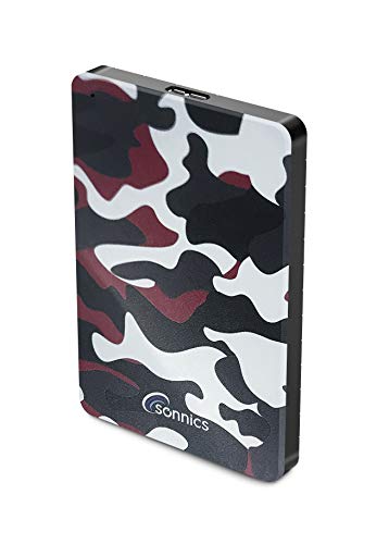Sonnics 1TB Rot Camo Externe tragbare Festplatte USB 3.0 super schnelle Übertragungsgeschwindigkeit für den Einsatz mit Windows PC, Mac, XBOX ONE und PS4 Fat32