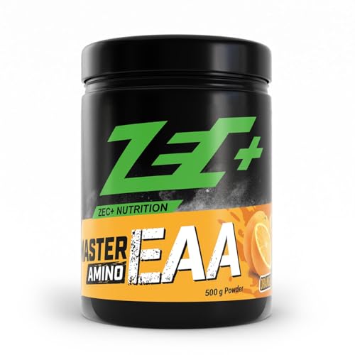 Zec+ Master Amino EAA Pulver – 8 essentielle Aminosäuren und dem patentierten Wirkstoff AstraGin, 100% vegan, Made in Germany (Orangen-Limonade)