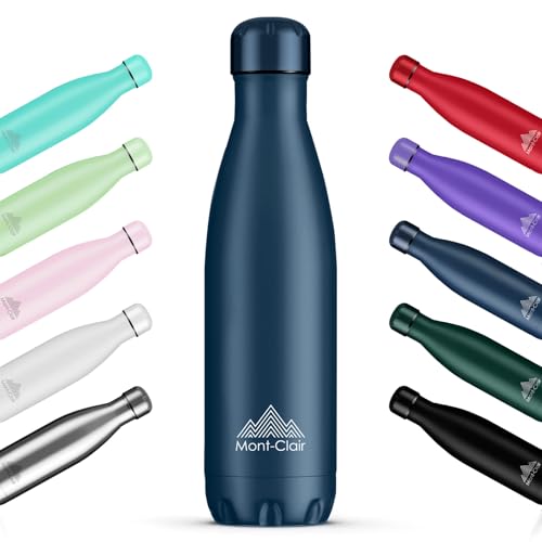 Mont-Clair l'O Trinkflasche Edelstahl - Thermosflasche - BPA-freie - Water Bottle, Edelstahl trinkflasche 500ML - 24h Kalt & 12h Warm - Trinkflasche Auslaufsicher - Dunkelblau