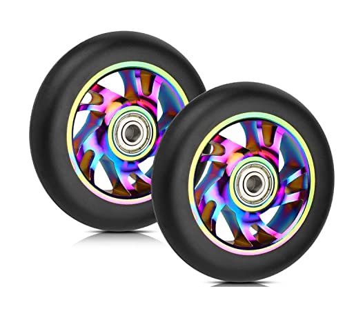 Yungeln 2 Stück 110mm Stunt Scooter Ersatzräder 110 x 24mm 88A Vollreifen mit ABEC-9 Lager kompatibel für meisten Stuntscooter und Kickscooter