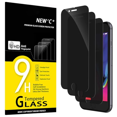 NEW'C 3 Stück, Sichtschutz für iPhone 8, iPhone 7 für Panzerglas, Verbesserter 28-Grad-schutzwinkel, Ultra-Haltbare 9H Härte, Blasenfrei