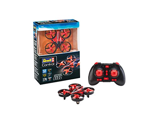 Revell Control 23823 RC Quadcopter Fizz, 4-Kanal GHz-Fernsteuerung, einfach zu fliegen, Gyro, Rotorschutz, Geschwindigkeitsstufen ferngesteuerte Drohne, rot/schwarz