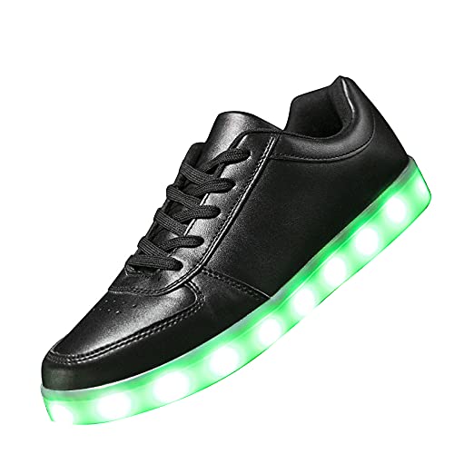 PYYIQI LED-Schuhe für Damen und Herren, Sport, LED-Schuhe, Tanz-Sneaker, Low-Top, USB-Ladeschuhe für Kinder, Schwarz , 40.5/43 EU