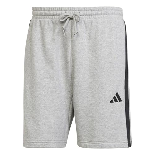Adidas Men's Essential Three Stripes French Terry Short, medium Grey Heather/Black, XL
