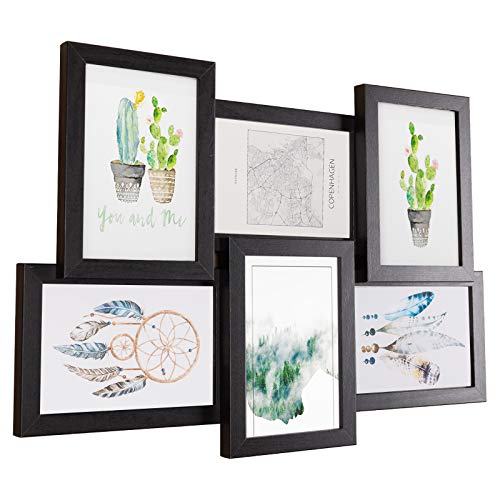 EUGAD Bilderrahmen für 6 Fotos je 10 x 15 cm, Bildergalerie Fotorahmen aus MDF-Platten, Wandmontage, Schwarz