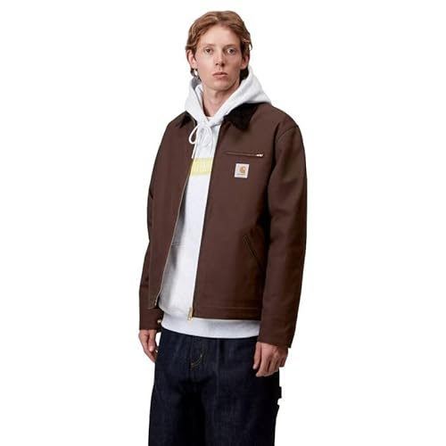 Carhartt Detroit Jacke, klassische Jacke aus Bio-Baumwolle, Tobacco-Braun mit Cordkragen, lockerer Schnitt, Deckenfutter, braun, Large