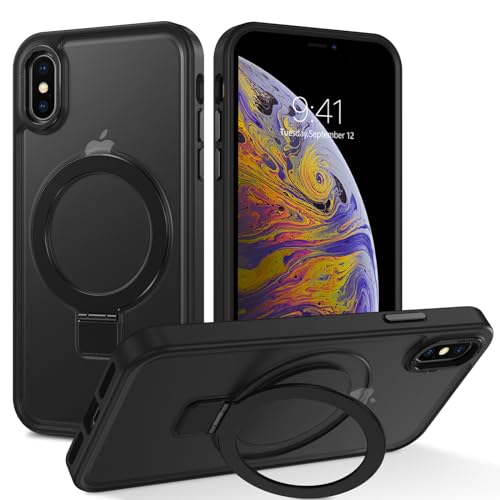 BENTOBEN für iPhone XS Max Hülle für Mag-Safe mit Ständer, [Magnetisch Ständer Ring] Clear Kabellos Dünn TPU Bumper Cover Case Handyhülle iPhone XS Max 6.5
