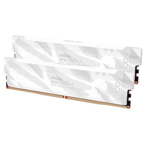 Crucial Pro DDR5 RAM 32GB Kit (2x16GB) 6400MHz CL32, Gaming PC Arbeitsspeicher, Intel XMP 3.0 / AMD Expo, Weiß - CP2K16G64C32U5W