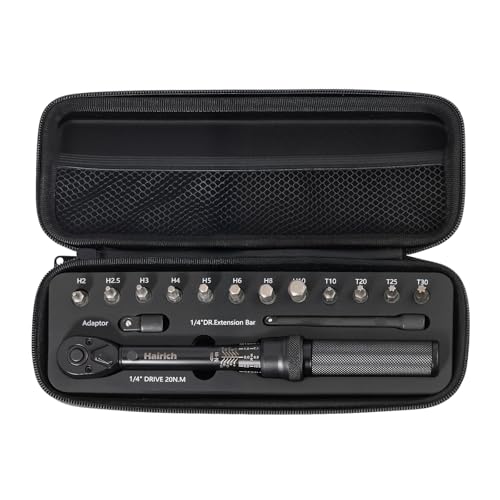 Hairich Drehmomentschlüssel Fahrrad 1/4 Zoll, 15-teiliges Set mit Innensechskant Hex und Torx Bits, 2-20 Nm Messbereich, inklusive Verlängerungsstange, Torque Wrench für Bicycle