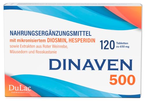 Dulac, Dinaven 500, mit Diosmin 900 mg und Hesperidin 100 mg, 120 Tabletten