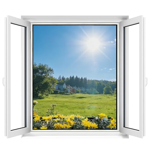 Apalus Fliegengitter Fenster – Fliegennetz, Mückennetz & Moskitonetz für Fenster, Insektenschutz ohne Bohren, Zuschneidbar mit Klettband, Schutz vor Mücken & Insekten, 130 x 150 cm, Schwarz