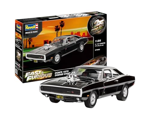 Revell Modellbausatz Dominics 1970 Dodge Charger I 1:24 I The Fast and The Furious I Detaillierte Nachbildung für Einsteiger I Unlackiert, vielseitig einsetzbar