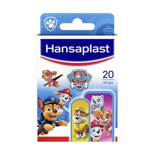 Hansaplast Kids Paw Patrol Kinderpflaster (20 Strips), Wundpflaster mit bunten Paw Patrol Motiven zum Aufmuntern, schmerzlos zu entfernendes Pflaster Set