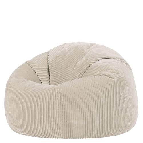 Icon Kingston Sitzsack Cord, Beige, Sitzsack Erwachsene mit Füllung, Bean Bag, Cord Sessel, Lounge Sessel, Lounge Stuhl, Schlafzimmer, Wohnzimmer, Wohnzimmer Möbel