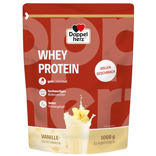 Doppelherz WHEY PROTEIN Vanille – Proteinpulver auf Molkenbasis in bewährter Doppelherz-Qualität 1000g